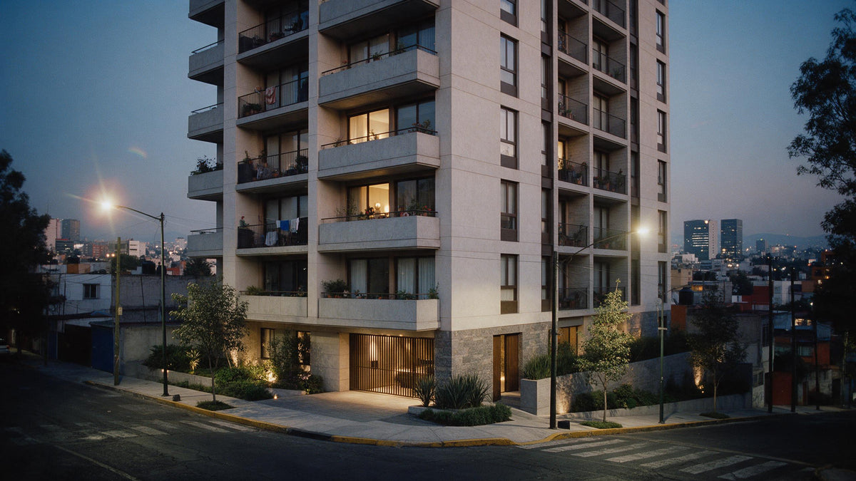 Sitio Web Autoadministrable — edificio residencial dentro de su contexto urbano